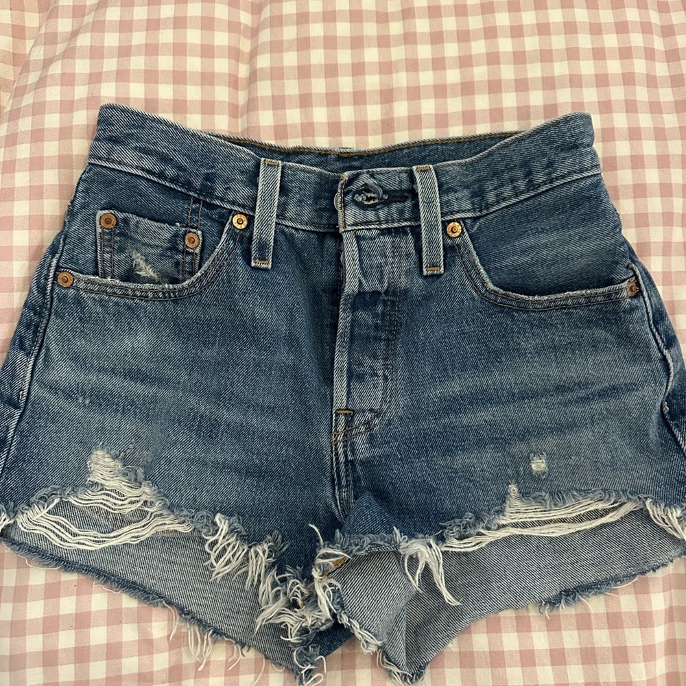 Levi's Blue Distressed Jean Shorts